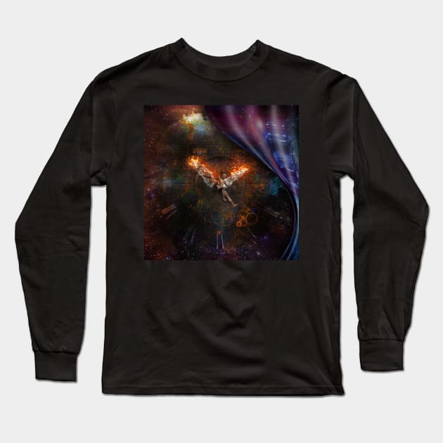 Angel with burning wings Long Sleeve T-Shirt by rolffimages